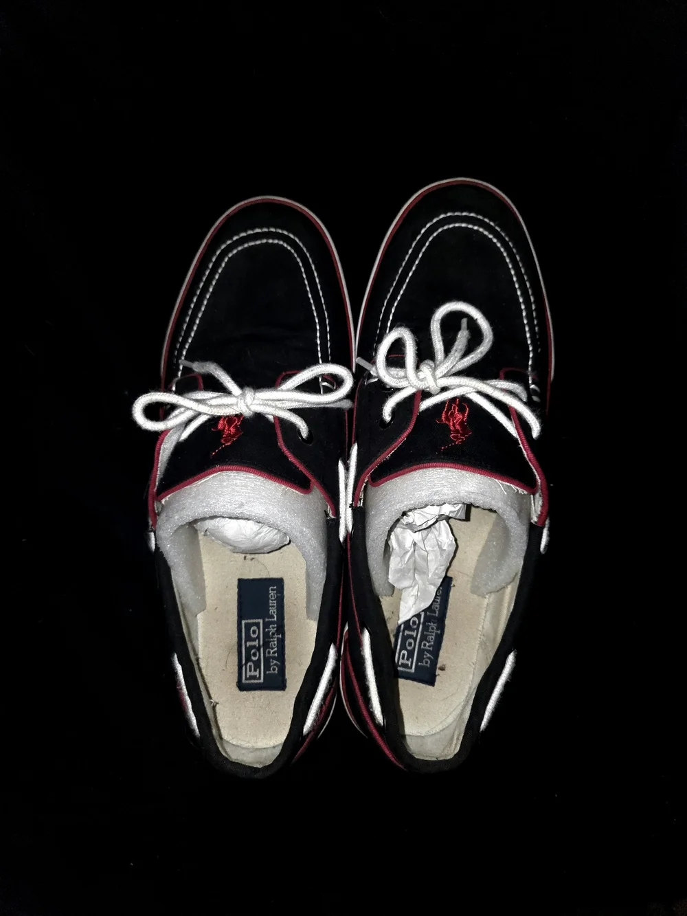Polo Men’s Black and Red Boat Shoes Size 11.5